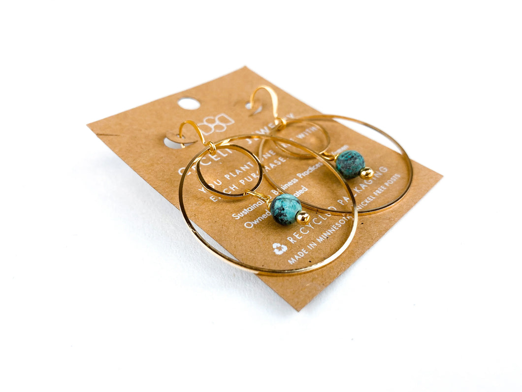 African Turquoise Double Hoop Earrings