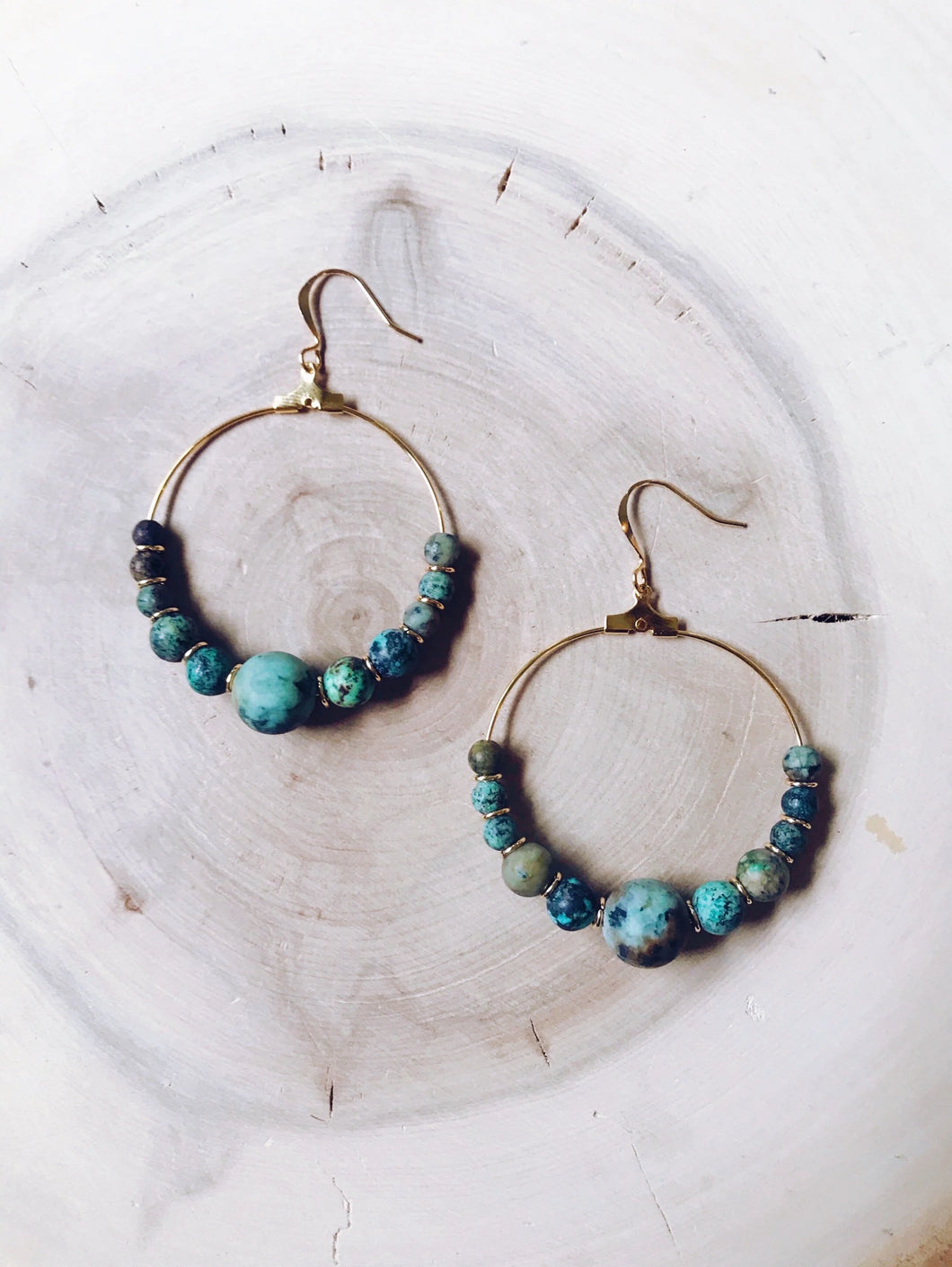 African Turquoise Hoop Earrings